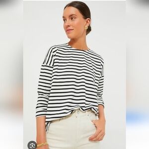 Tuckernuck Black and White Striped Kayne Tee Top Size XS
